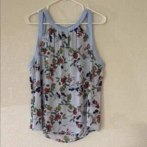 Floral Sleeveless Top - Blue and Red